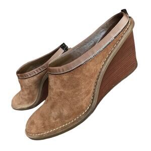 Cole Haan Suede Wedge Heel Mules Boho Artisan Style size 7.5